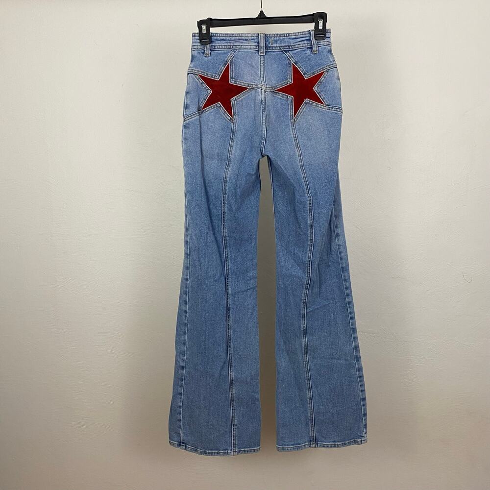We The Free - Free People Firecracker Flare Jeans - Mid Stone Wash - Size 26 - Picture 5 of 11